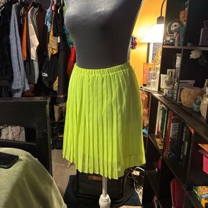 Sparkle & Fade Neon Lime Pleated Skater Skirt